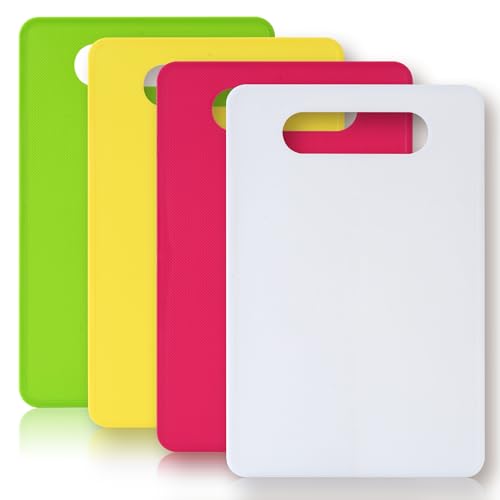Luckyiren Plastic Cutting Board Set, 4-Piece Small Color-Coded Kitchen Mats - color: Macaron; 6-Pack