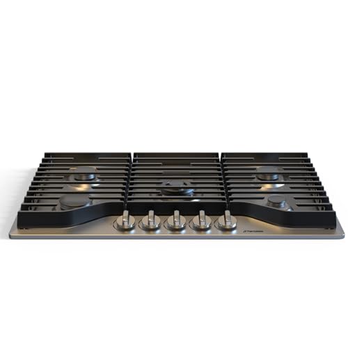 ThermoMate Heavy 36 Inch Gas Cooktop with 5 Italy Sabaf Power Burners, Built In Stove Top of 304 Stainless Steel, Gas Hob NG/LPG Convertible, Cooker with Thermocouple Protection CSA Certified - size: 36 inch 5 burners