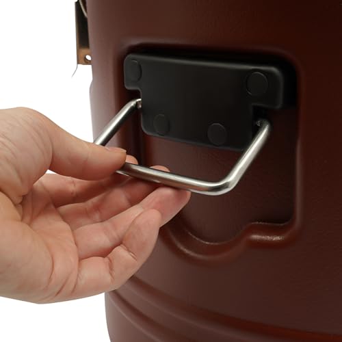 30L/7.9 Gal Insulated Soup Carrier, Stainless Steel Insulated Soup Container Bucket Hot & Cold Thermal Bucket with Lid Commercial Food Warmer for Parties Picnics Cafes Restaurants - color: Brown, size: 30L/7.9 Gal