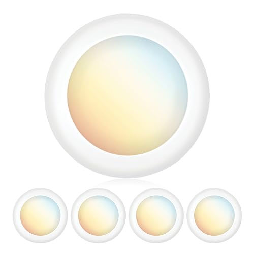 PARMIDA (4 Pack) 5/6 Inch Dimmable 5CCT LED Disk Lights, 15W Flush Recessed Ceiling Disc Lighting 5 Color Selectable 2700K/3000K/3500K/4000K/5000K 1050lm, J-Box Or Recessed Can Installation, UL-Listed - color: 5CCT - 2700K/3000K/3500K/4000K/5000K, size: 4