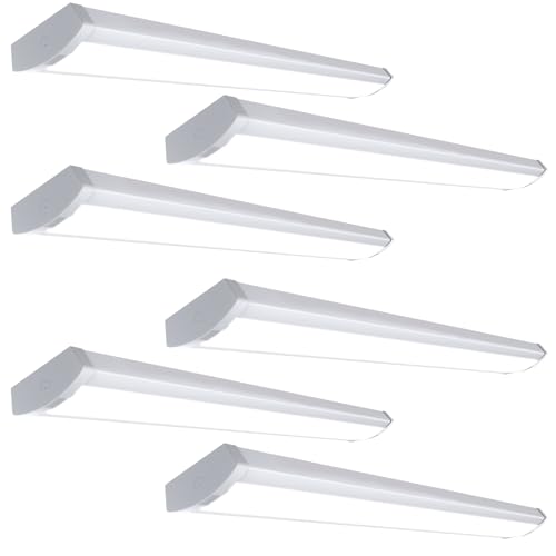 HYPERLITE 60W LED Wraparound Light 4 Feet, 6600lm Linkable 5000K LED Shop Lights Surface Mount, ETL Listed,Led Ceiling Office Wrap Light Fixture for Garage, Workshop, Fluorescent Replacement, 6P - size: 6 PACK-5000K