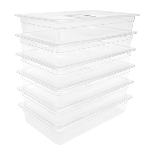 6 Pack Commercial Food Storage Containers, Food Prep Containers, 4 Inch Deep Clear Food Pan with Lids for Restaurant, Hotel