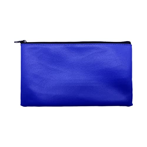 Zippered Security Bank Deposit Bag, PU Leather Cash and Coin Utility Pouch Bank Envelopes with Zipper (Blue) - color: Blue