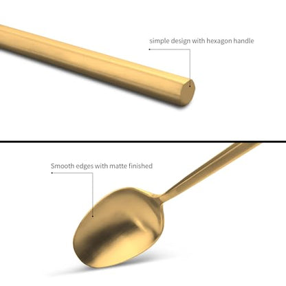 Matte Gold Silverware Set Hexagon Handle 20-Piece Service for 4 - color: Matte Gold, size: 20 Pcs