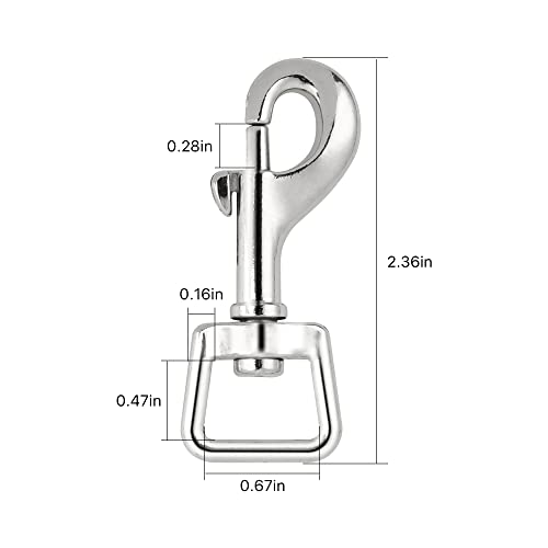 20pcs Snap Hooks for Dog Leash Collar Linking, Heavy Duty Swivel Clasp Eye Bolt Metal Buckle Trigger Clip for Spring Pet Buckle, Purse Bag Making, Keychain, Handmade Crafts DIY Project - color: Silver-20pcs-0.7*2.36in