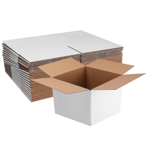 Shipping Boxes 8X8X6 Set of 25, White Corrugated Cardboard Box for Mailing Business Packaging - size: 8X8X6 Inches