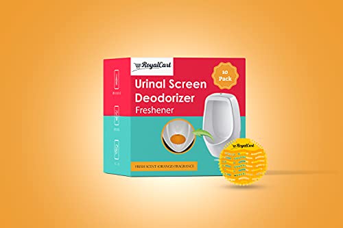RoyalCart Urinal Screen Deodorizer Freshener (10 Pack), Urinal Wave Screens Mat Guard Anti - Splash, Fresh Scent (Orange Citrus) Fragrance, Supplies Fit for Office School Restaurant Toilets Bar Gyms