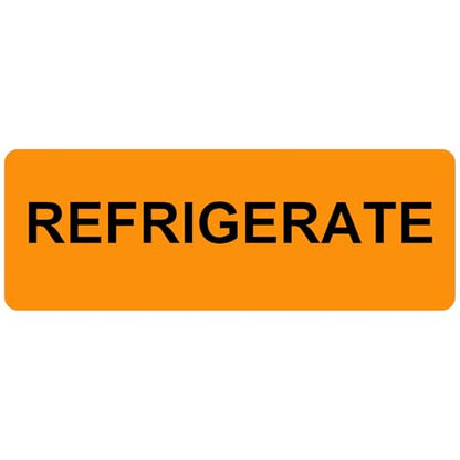 REFRIGERATE Food, Medicine & Pharmacy Labels, 500 Fluoro Orange Stickers, 2.8" x 1" (70mm x 25mm), Shipping & Handling - style: REFRIGERATE