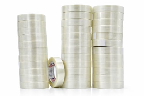 WOD UFST39 Fiberglass Reinforced Filament Strapping Tape, 1 inch x 60 yds. 4 Mil (Pack of 36) Filaments Run Lengthwise - size: 1 Inch - Pack of 36