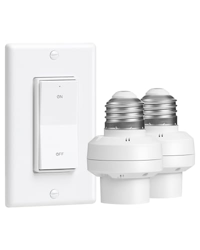 Remote Control Light Bulb Socket with Decorator Rocker Wall Switch - style: 1 Wall Switch + 2 Sockets