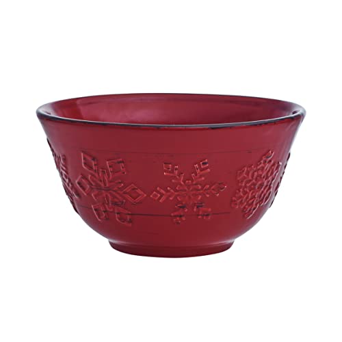 Pfaltzgraff Trellis Snowflakes 12 Piece Dinnerware Set, Service For 4, Red - color: Red Snowflake