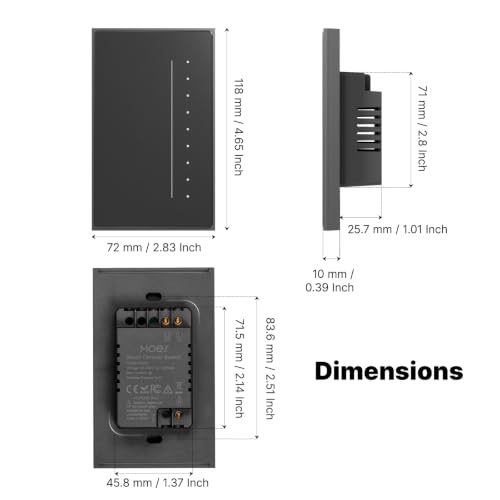 MOES SF WiFi Dimmer Switch, Neutral Wire Required, Anti-Glare Panel Grey - color: Grey, size: WiFi Dimmer Switch