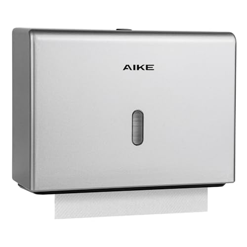 AIKE 200-Sheet Multifold Paper Towel Dispenser,No-Drill Wall Mount,Silver - color: Silver
