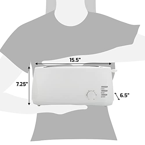 Elite Gourmet 4-Slice Long Slot Toaster, Extra-Wide Slots, 6 Toast Settings - color: White