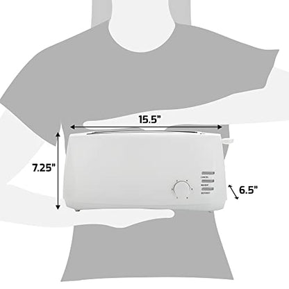 Elite Gourmet 4-Slice Long Slot Toaster, Extra-Wide Slots, 6 Toast Settings - color: White