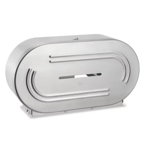 Jumbo Stainless Steel Toilet Paper Bath Tissue Dispenser, Double Roll Dispenser | Holds Any Brand of 9" Diameter Rolls | Commercial Toilet Paper Dispenser - color: Stainless Steel, size: Double Roll