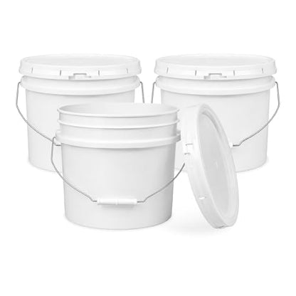 ePackageSupply 3.5 Gallon Bucket, Food Grade w/Lid BPA-Free, 3 Pack- White - size: 3 Packs