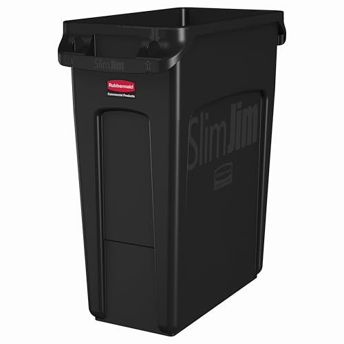Rubbermaid Commercial Products Slim Jim Trash Can, Black, 16-Gallon - color: Black, size: 16 Gal