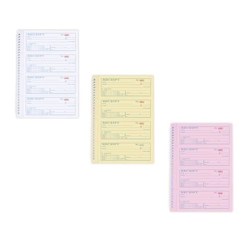 2Pcs,Money Rent Receipt Book,7.9x11.22 Inches,Receipt Book with Carbon Copies,3 Part Carbonless,Cash Receipt Book,100 Sets per Book - size: 7.9x11.22 inches, style: 2Pcs-3Part