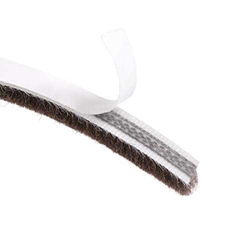 uxcell Brush Weather Stripping Adhesive Felt Door 197Inch L X 0.2" W Brown