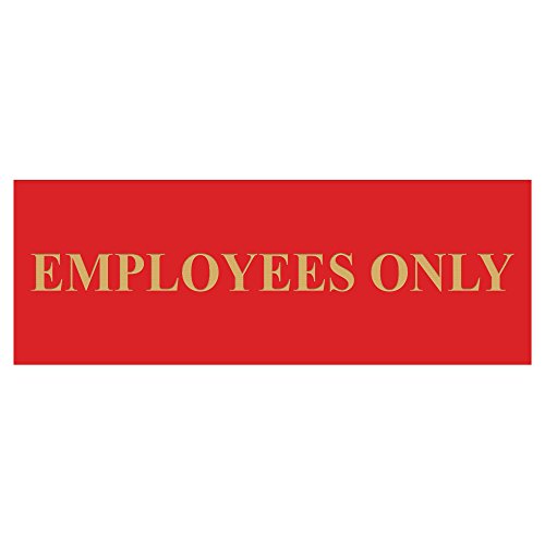 All Quality Basic Employees Only Wall or Door Sign - Easy Installation | Staff Only Signage‌ - Red/Gold - Small (1 Pack) - color: Red / Gold, size: 2 x 6" - Small (1 Pack)