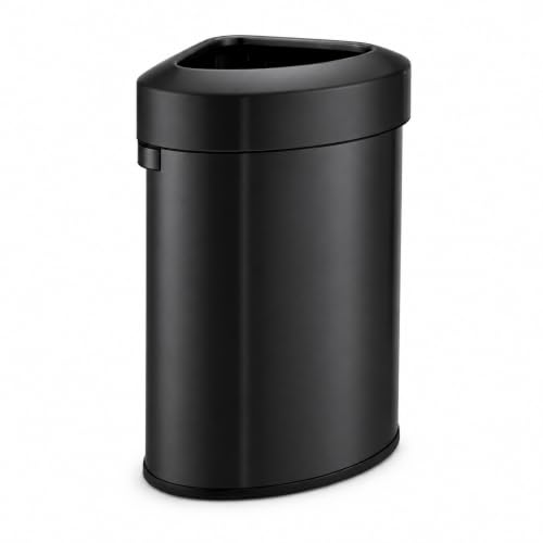 Home Zone Living 16 Gallon Commercial Trash Can with Removable Open Top Lid - color: Matte Black, size: Triangular