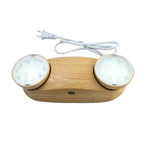 Emergency Lights 200lm 4Hours with Battery Backup Commercial Emergency Light Fixtures for Business Home Power Failure Outage Lighting with Plug in Cord AC85-277V-Wood - color: Wood, size: Round with Plugs