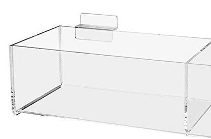 2 Pack Slatwall Clear Acrylic 2 Section Organizer Bin 16" Divided Hanging Storage Tray for Retail Merchandise and Supplies by Marketing Holders - size: 2 Bins 16"