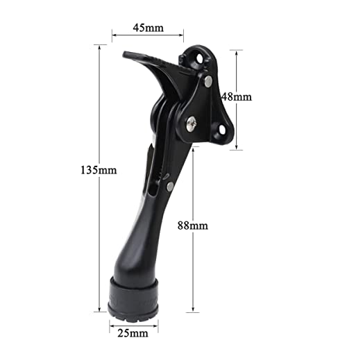 4-Inch Hands-Free Kickdown Door Stop Door Holder semi-Automatic Doorstop Open with Spring Lever Rubber Tip (1, Black) - color: Black