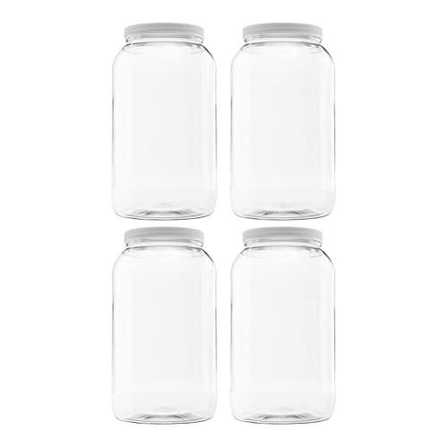128 oz (1 Gallon) Plastic Jar, White Lid, 4-Pack - size: 4pk - 128oz, White Lid