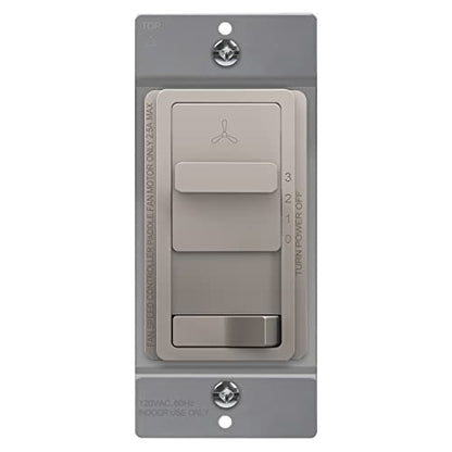 TOPGREENER Ceiling Fan Control and Light Switch, 3-Speed, Nickel - color: Nickel, size: Light Switch with Fan