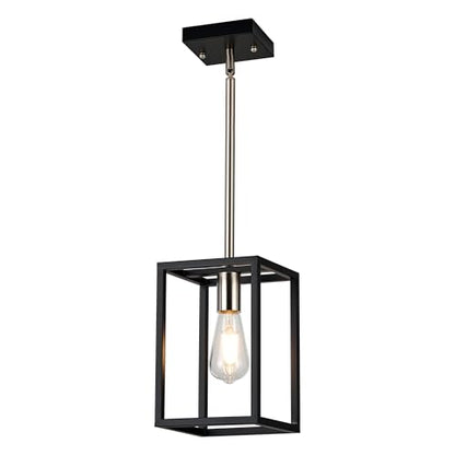 Single 1 Light Black and Brushed Nickel Modern Industrial Pendant Lighting Fixture Hanging Ceiling Light for Dining Room Living Room - color: Black & Brushed Nickel, size: 1 Lights