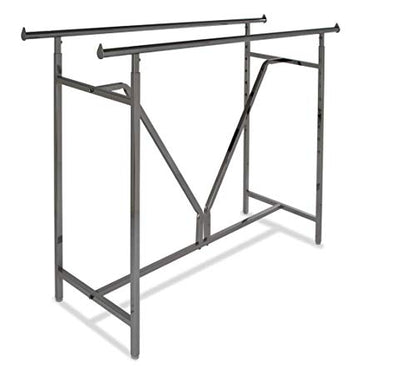 Only Hangers Adjustable Height - Heavy Duty - Double Bar Rectangular Rack with V-Brace - Maximum Extended Height to 81"