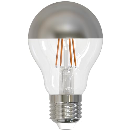 Bulbrite 776671 4.5W LED A19 Filament Bulb, E26 Base, Dimmable 2700K, Wet Rated, Half Chrome - style: LED