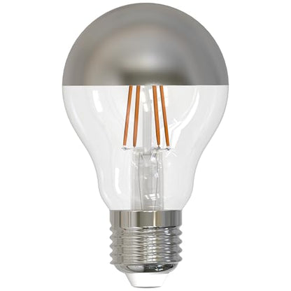 Bulbrite 776671 4.5W LED A19 Filament Bulb, E26 Base, Dimmable 2700K, Wet Rated, Half Chrome - style: LED