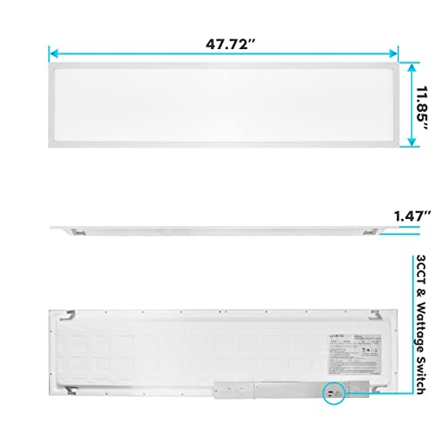 LUXRITE 1x4 FT LED Flat Panel Light, 30/35/40W, 3 Color Selectable 4000K-6500K, Backlit Drop Ceiling Lights, 3750/4375/5000 Lumens, 0-10V Dimmable, 100-277V, Prismatic Anti-Glare, ETL DLC (2 Pack)