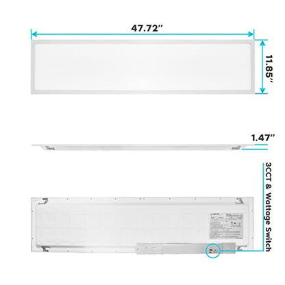 LUXRITE 1x4 FT LED Flat Panel Light, 30/35/40W, 3 Color Selectable 4000K-6500K, Backlit Drop Ceiling Lights, 3750/4375/5000 Lumens, 0-10V Dimmable, 100-277V, Prismatic Anti-Glare, ETL DLC (2 Pack)