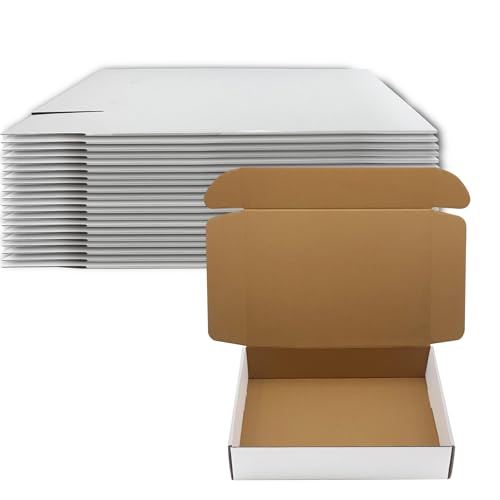 14x10x3 inch Shipping Boxes Set of 20, White Corrugated Cardboard Mailers - size: 14x10x3 -20 Pack