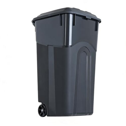 32 Gallon Outdoor Trash Can with Lid & Wheels, Plastic Patio Garbage Can