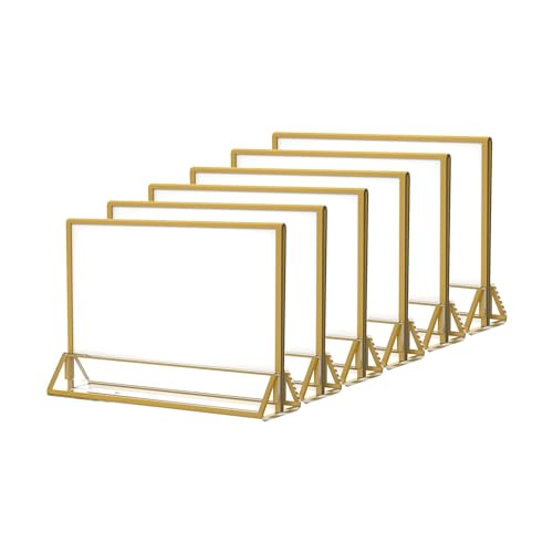 NIUBEE 4x6 Acrylic Sign Holder, Picture Frame, Wedding Table Numbers, 6pack - size: 4x6", style: Horizontal