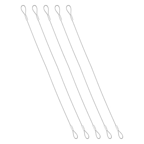 PATIKIL 1.2mmD x 12" L Outdoor Travel Security Cable, 5PCS 304 Stainless Steel Safety Wire Rope Luggage Anti-Theft Cable with Loop Ends for Bike Motorcycle Home Decoration, Silver - size: 0.05 in D x 12 in L