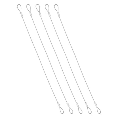 PATIKIL 1.2mmD x 12" L Outdoor Travel Security Cable, 5PCS 304 Stainless Steel Safety Wire Rope Luggage Anti-Theft Cable with Loop Ends for Bike Motorcycle Home Decoration, Silver - size: 0.05 in D x 12 in L