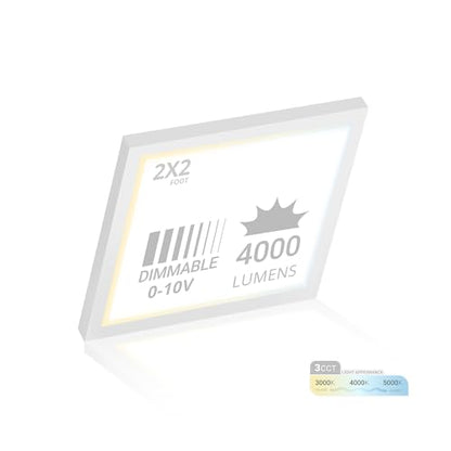 NUWATT 2x2 LED Flat Panel Light Surface Mount, 3CCT 3000K-5000K, ETL, DLC