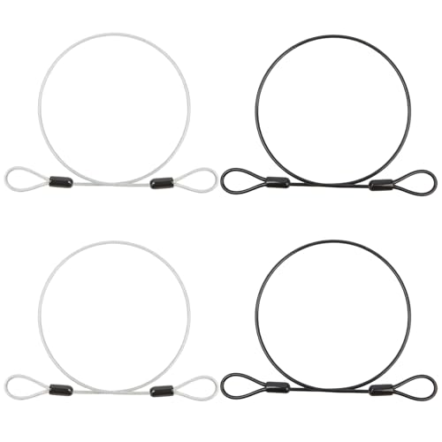 1/8" Travel Security Cable Lock, 7×7 Braided Steel Wire with Double Loops, PVC-Coated Anti-Theft Cable for Luggage, Backpack & Outdoor Gear, Black & White, 3.3 ft, 4 Pack - color: Black & White, size: 3.3FT-4PACK
