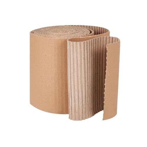 OLYCRAFT Corrugated Cardboard Rolls 6x197 Inch Singleface Corrugated Paper Roll Shipping Protection Roll Large Corrugateds Wrap Paper Sheet Packaging Wrap Cardboard for Moving Protecting Fragile Items - size: 6x197 Inch