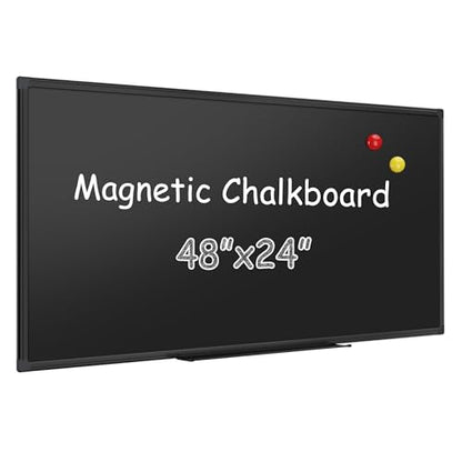 SELEAD Magnetic Chalkboard 48 x 24 Inches, Black Aluminum Frame - size: 48"W x 24"H