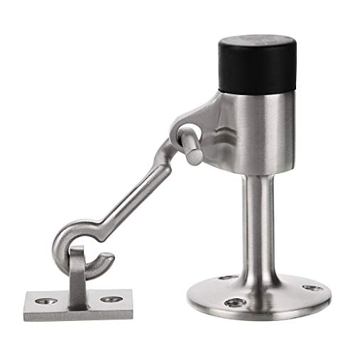 Sumnacon Stainless Steel Door Stopper with Hook, Heavy Duty Doorstop with Scews - Wall Mounted Door Stopper for Home Office, Silver - color: Silver