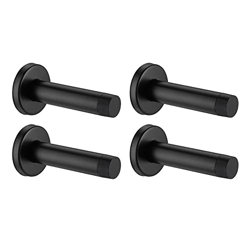 JQK Door Stopper Black, 304 Stainless Steel Thicken 1mm Sound Dampening Door Stop Bumper Wall Protetor 4 Pack, Matte Black, DSB5-PB-P4 - color: Black, size: 4 Pack
