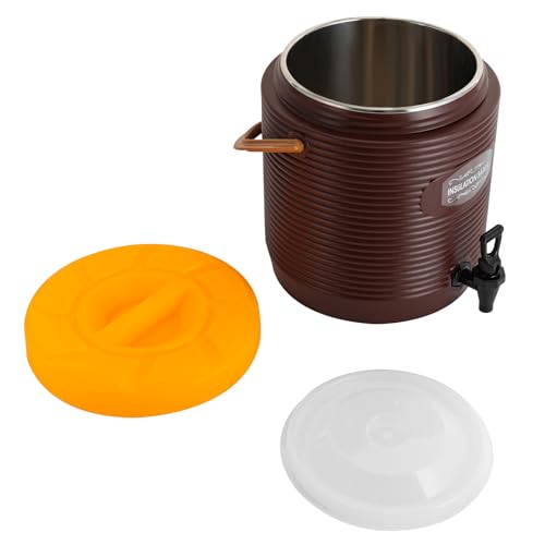 Stainless Steel Beverage Dispenser Insulated Container with Faucet Cooler with Drink Dispensers Cold and Hot Drink Dispenser for Milk Tea, Juice, Coffee 2.91 Gal Capacity (Brown) - color: Brown, size: 13L