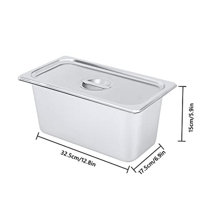 4 Pack Stainless Steel Hotel Pans, Half Size 6" Deep Commercial Food Pans With Lid Catering Food Storage Metal Pan Chafing Dishes Dinner Buffet Server for Food Prep Restaurant (12.8" x 6.9" x 6") - size: 12.8" x 6.9" x 6"